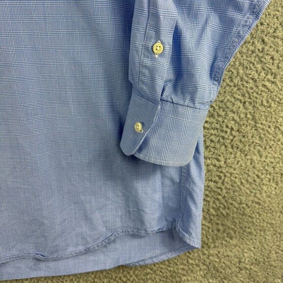 Gitman Bros Dress Shirt Mens 18 34 Blue Plaid Business Casual Preppy Wedding - Picture 4 of 12